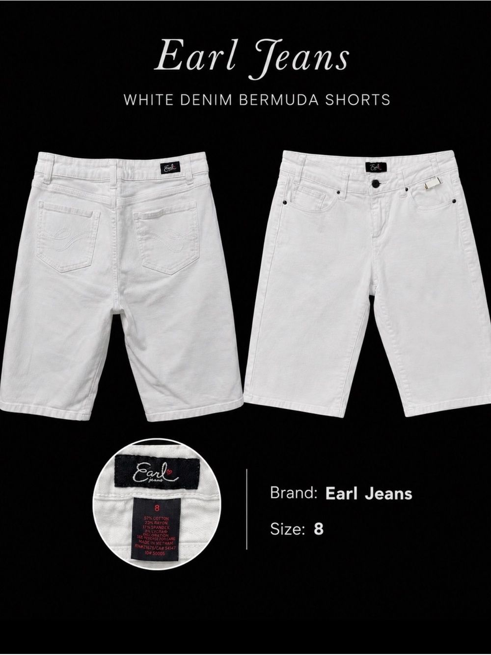 Earl Jeans White Denim Bermuda Shorts